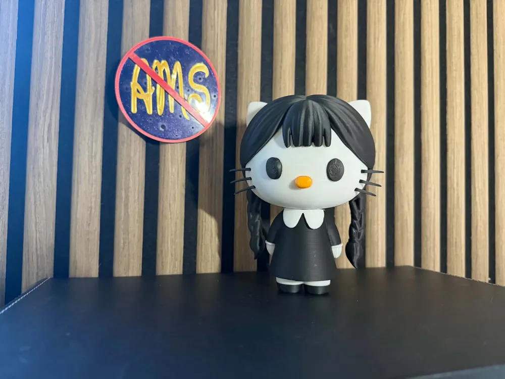Hello Kitty dressed as Wednesday Addams - Free 3D Print Model - MakerWorld