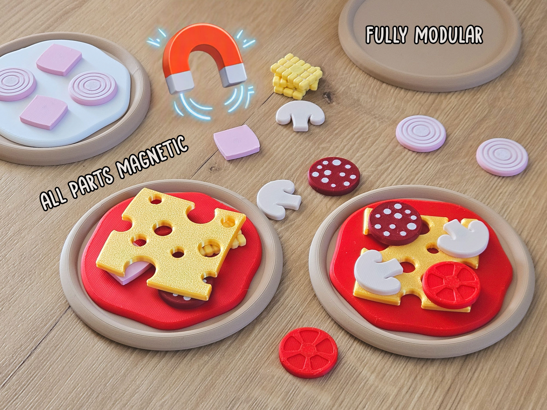 Magnetic Pizza - playful, stackable and modular 3D model