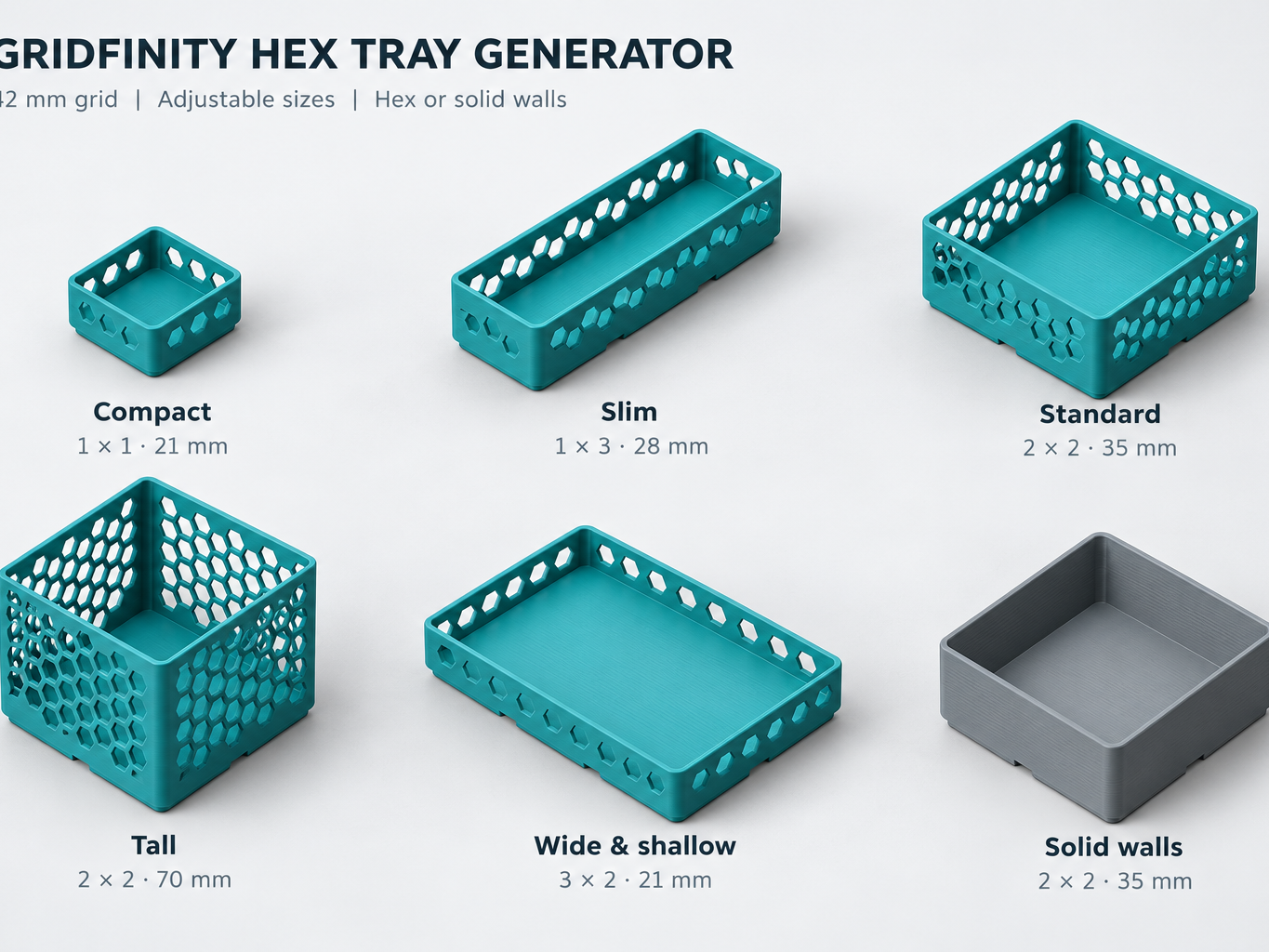 Ultimate Gridfinity Hex Tray Generator - 1