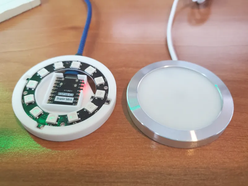 12 LED Ring Light Puck Adapter for ESP32-C3 (WLED)