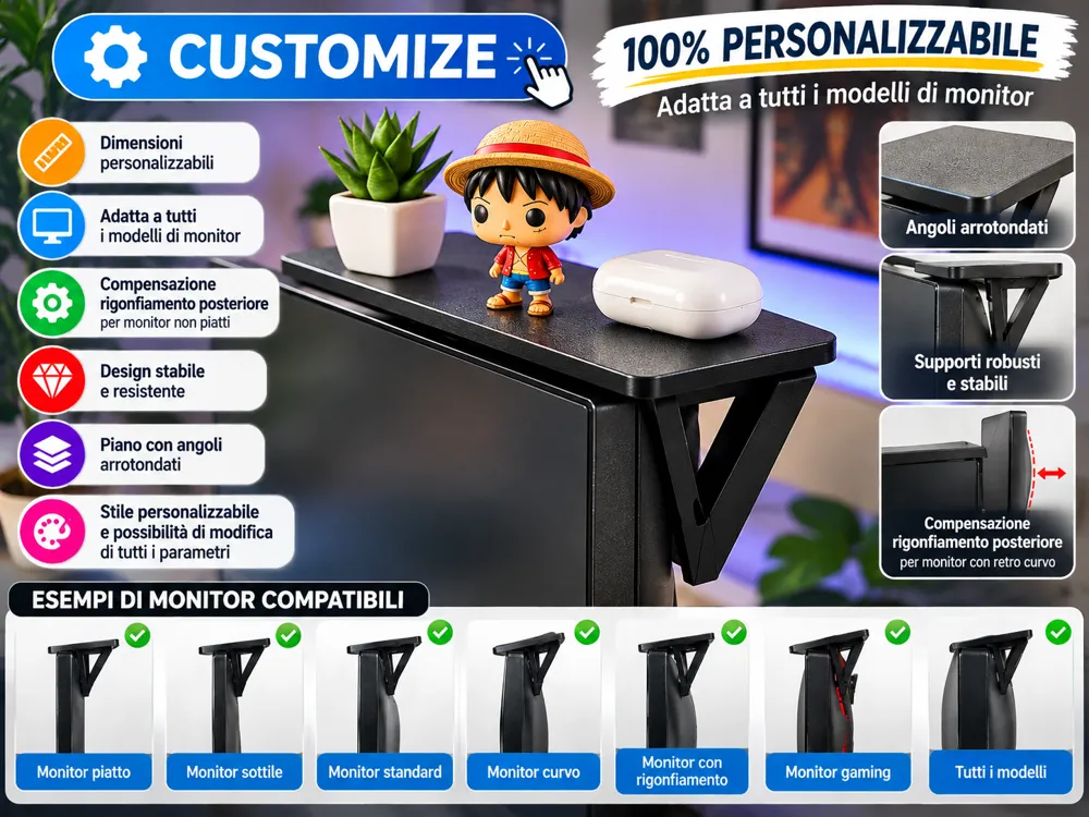 Customizable Parametric Monitor Shelf - Free 3D Print Model - MakerWorld
