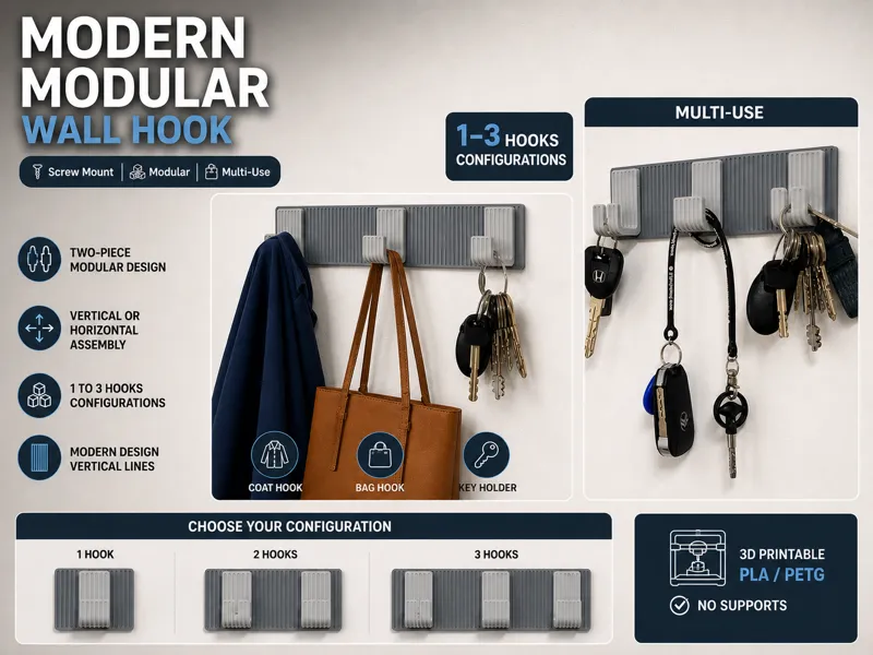 Modern Modular Wall Hook (1–3 Hooks)