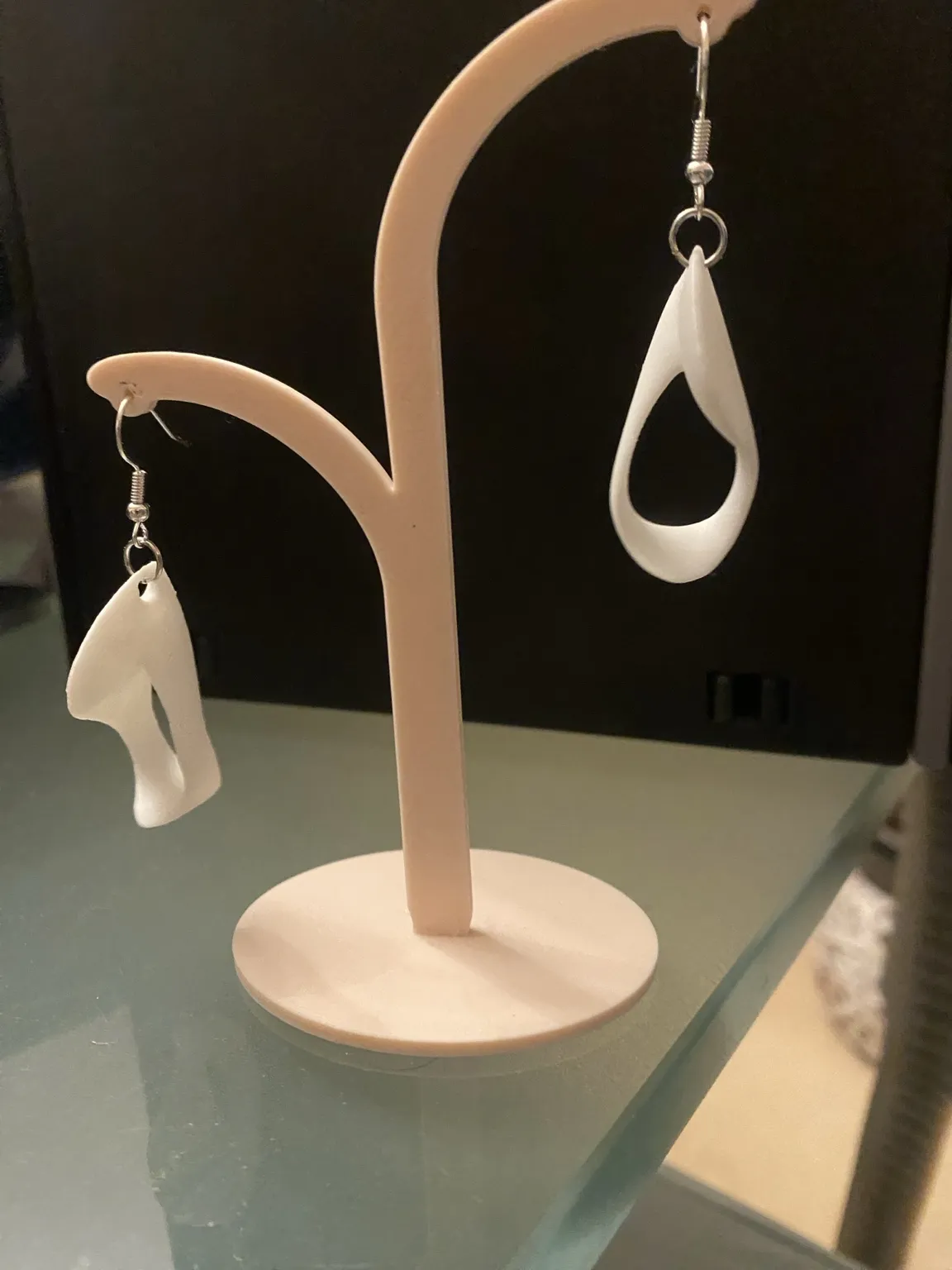 Twisted Drop Earrings | Minimal 3D Printed view 2