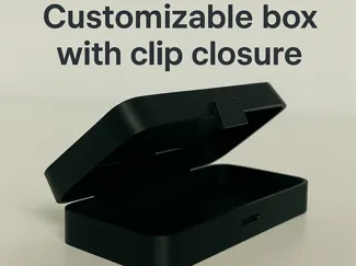 Customizable box with clip closure