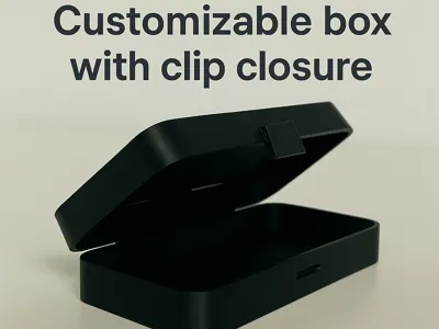 Customizable box with clip closure