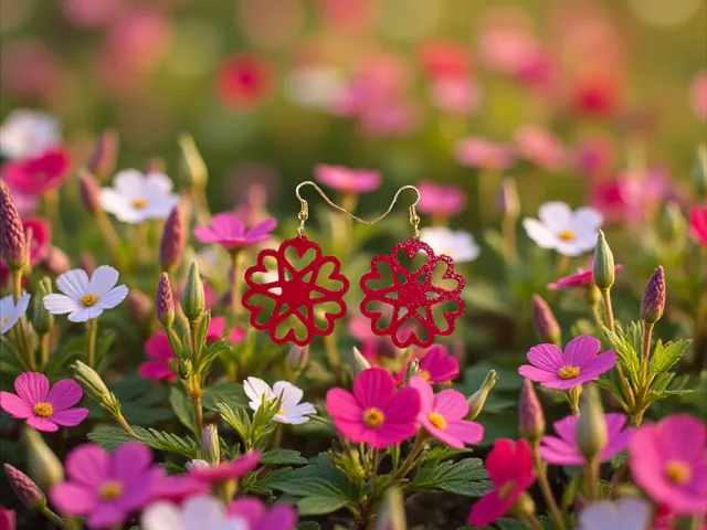 Hearts flower earrings