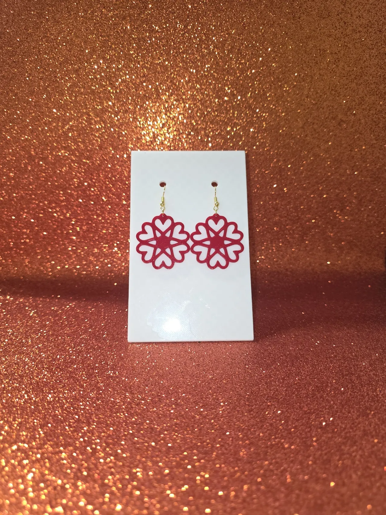 Hearts flower earrings view 2