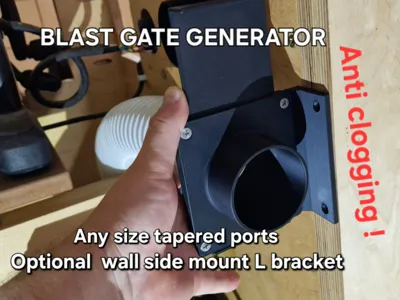 Blast Gate Generator, clog free, wall mount option