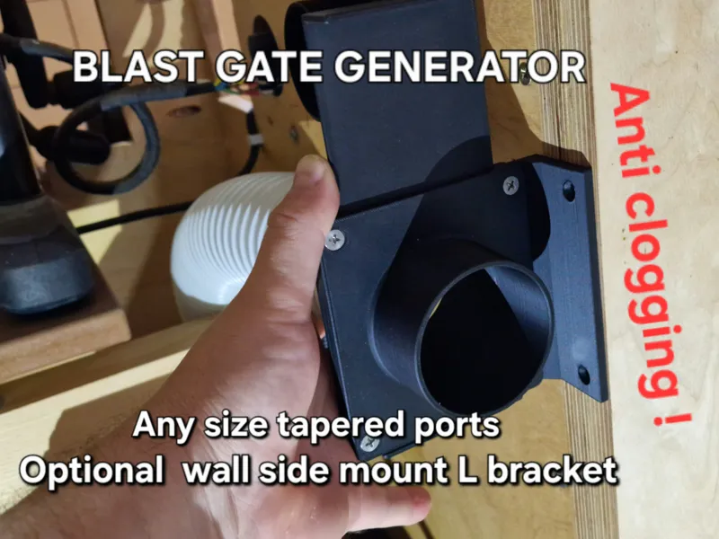 Blast Gate Generator, clog free, wall mount option