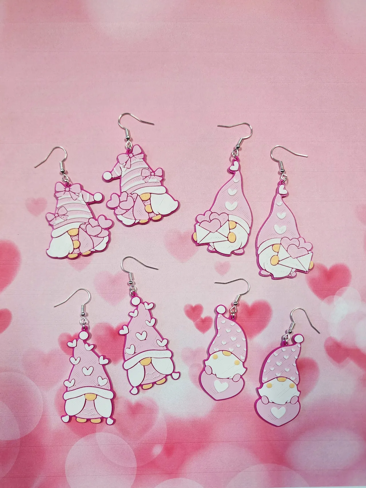 Valentine's Gnome Earrings, No AMS, Quick Print view 2