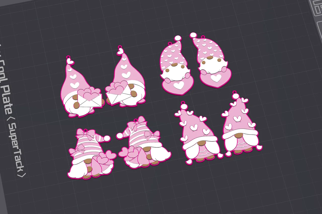 Valentine's Gnome Earrings, No AMS, Quick Print view 3