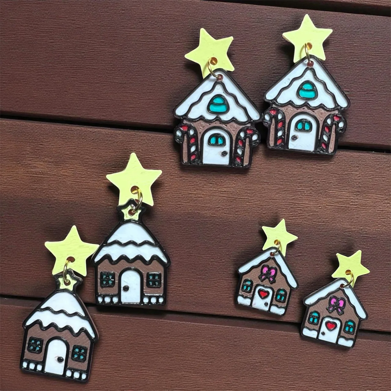 3 Pares de pendientes de casas de jengibre view 2