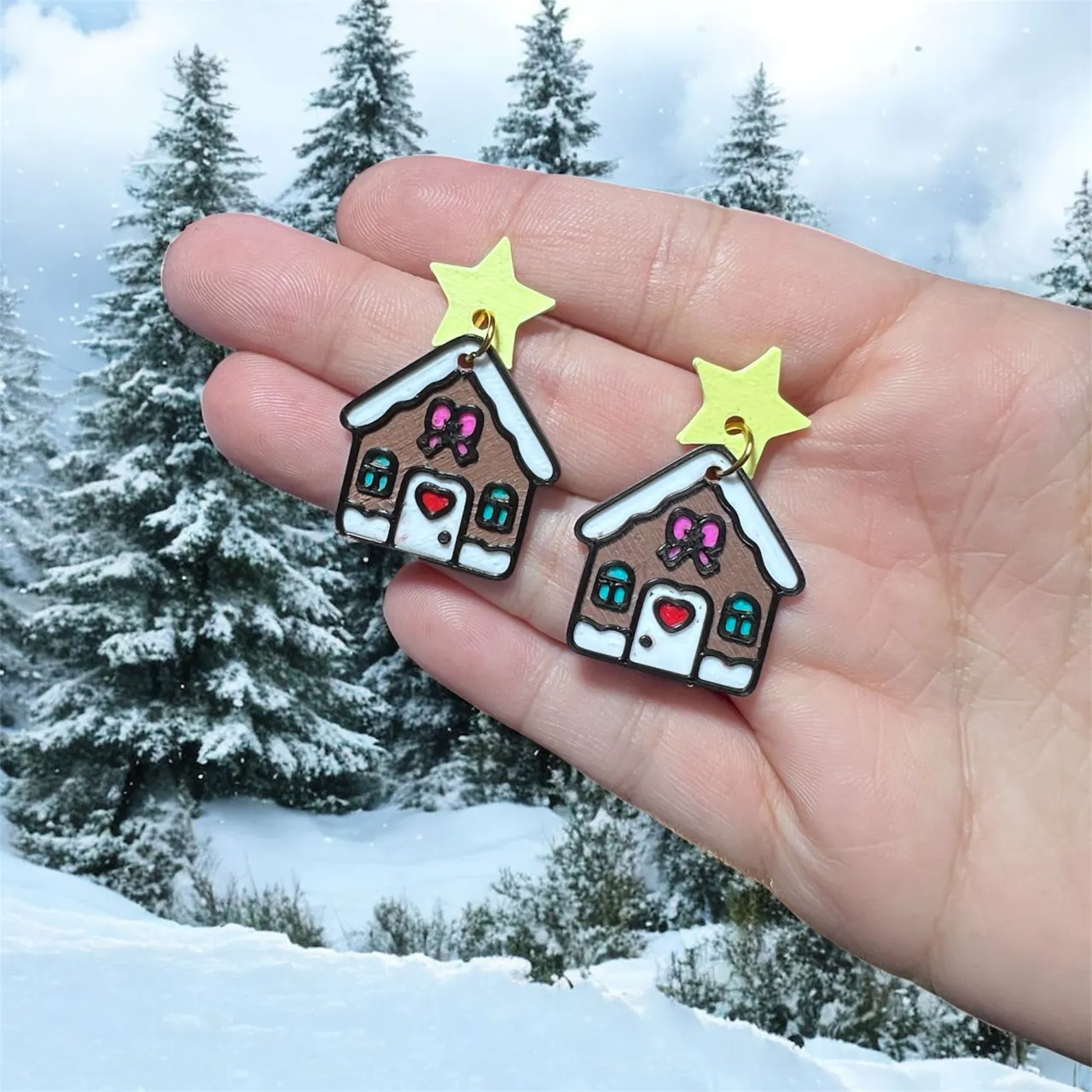 3 Pares de pendientes de casas de jengibre view 4