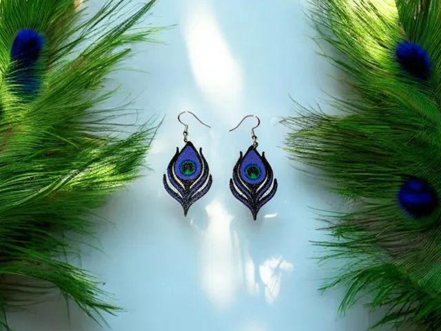 Peacock feather earrings