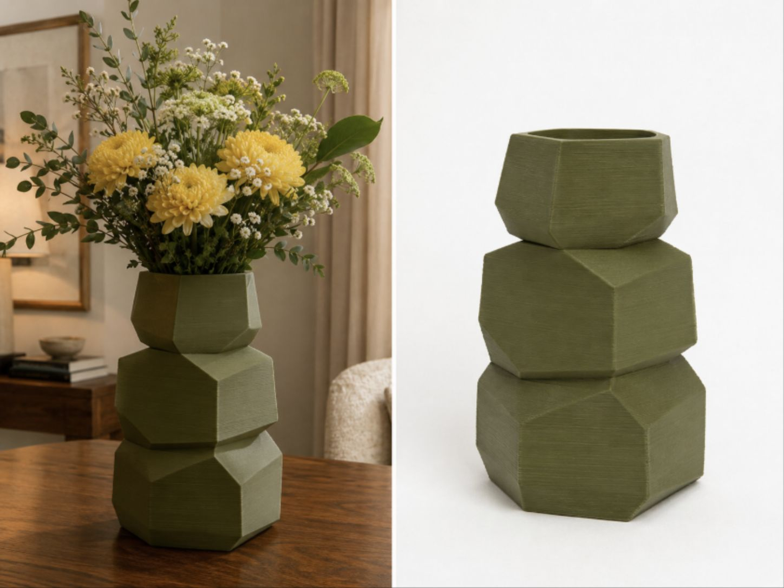Olive Geometric Vase