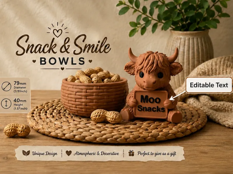 Highland Cow Snack & Smile Bowl