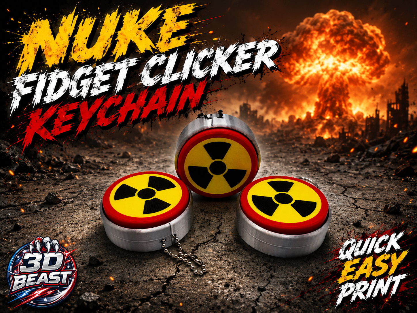 Nuke Fidget Clicker Keychain