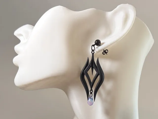 Obsidian Whisper – Gothic Inspired Sigil Earrings