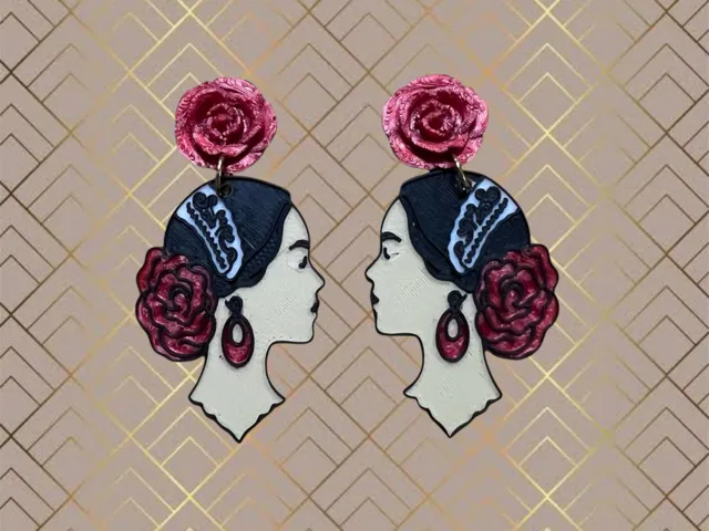 Pendientes cara mujer flamenca