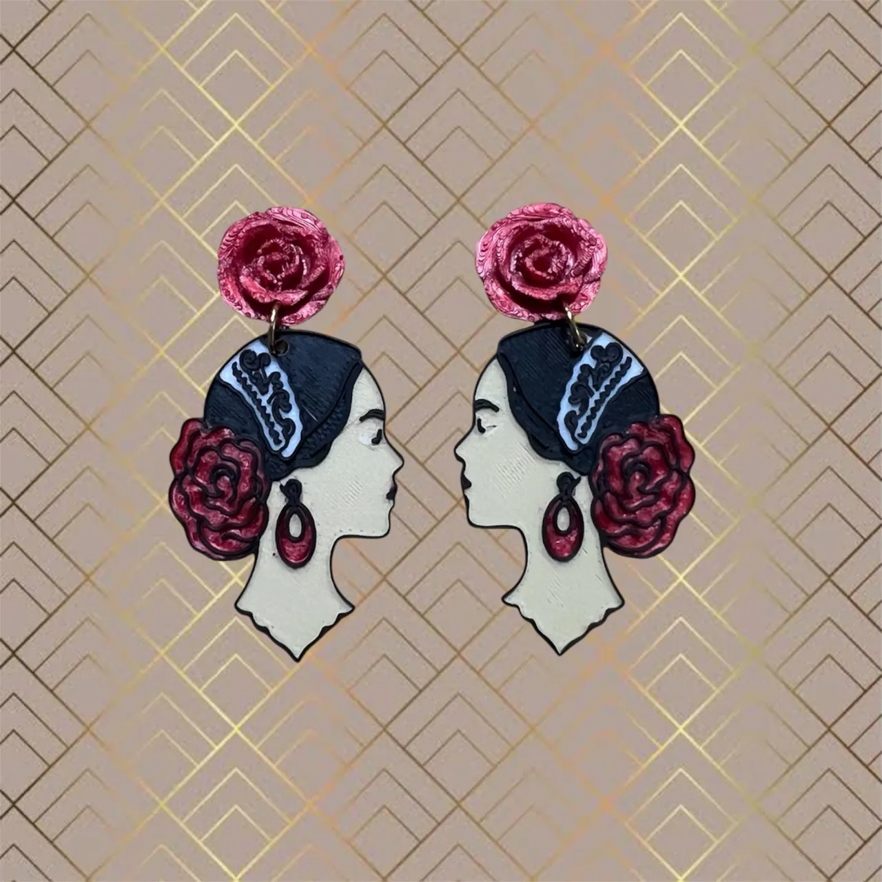 Pendientes cara mujer flamenca view 2