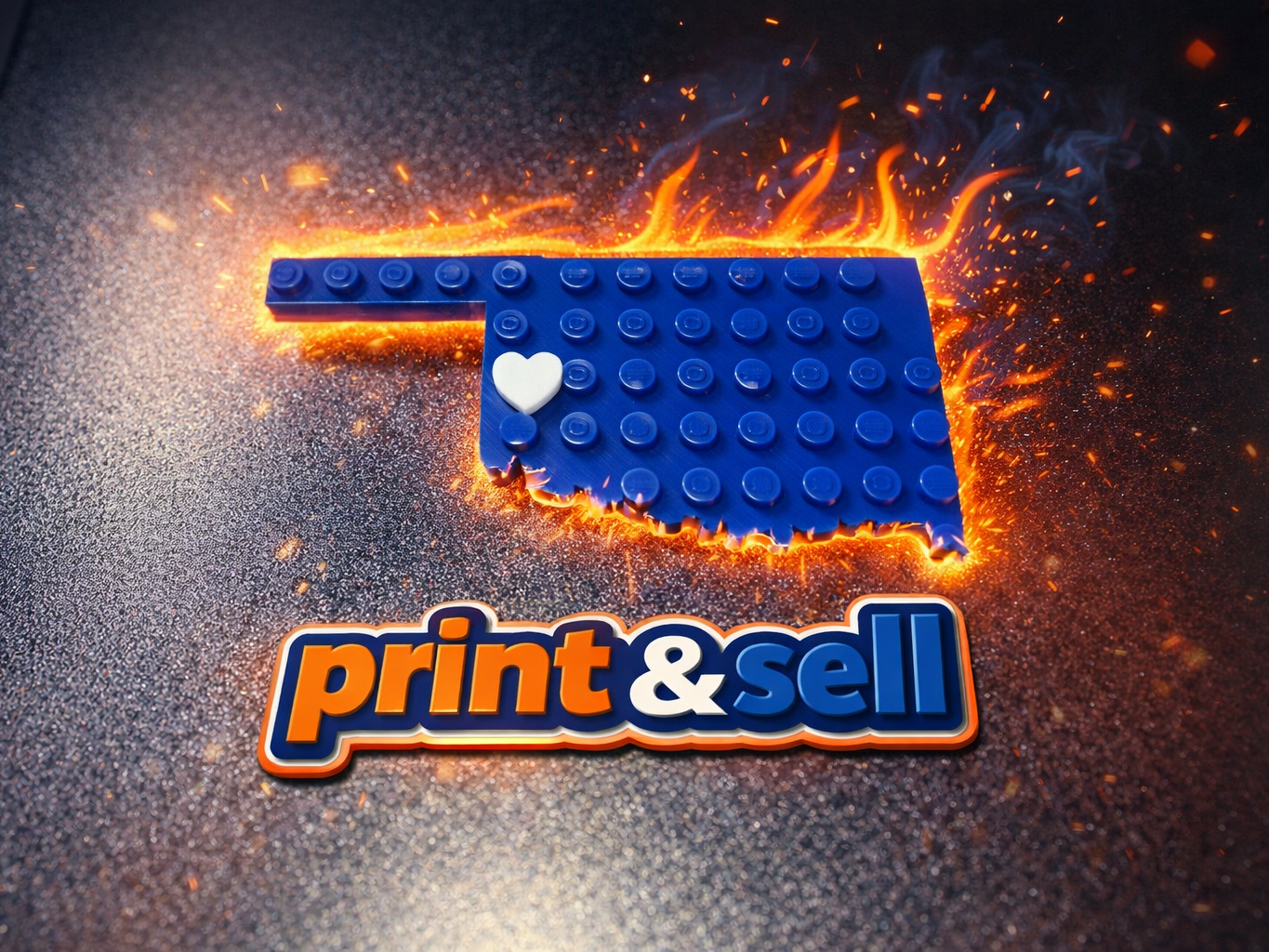 Oklahoma State Brick magnet with movable heart peg