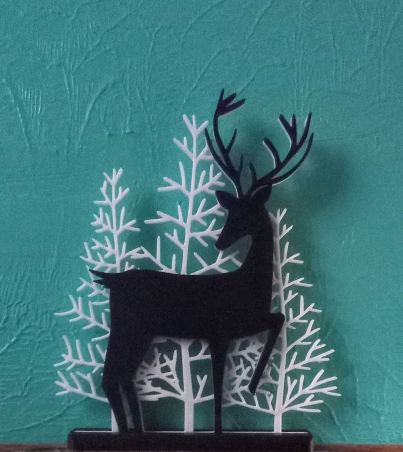 Minimalist Reindeer Silhouette Christmas Decor, 2d Art