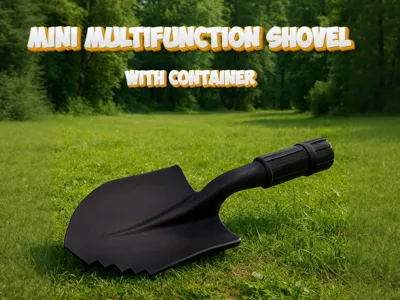 Mini multipurpose shovel with container
