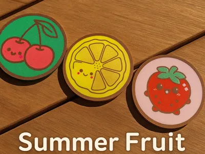 Sweet Summer Fruit Coasters – 4-Piece Set