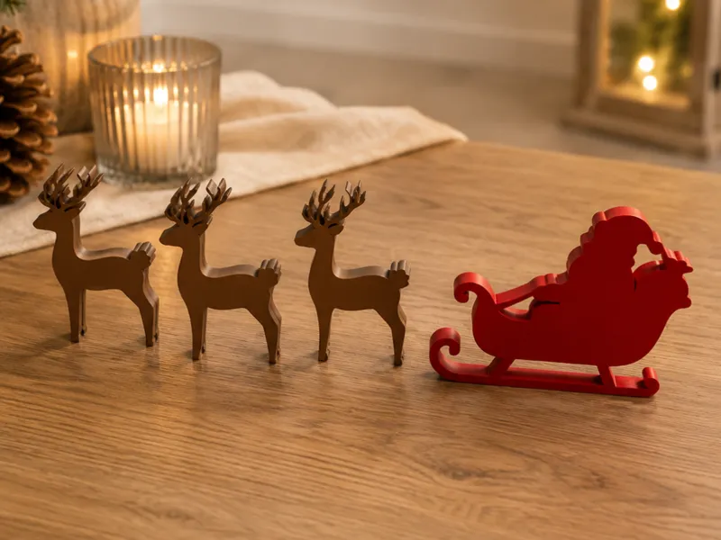 Minimalist Christmas Reindeer Set & Santa Sleigh