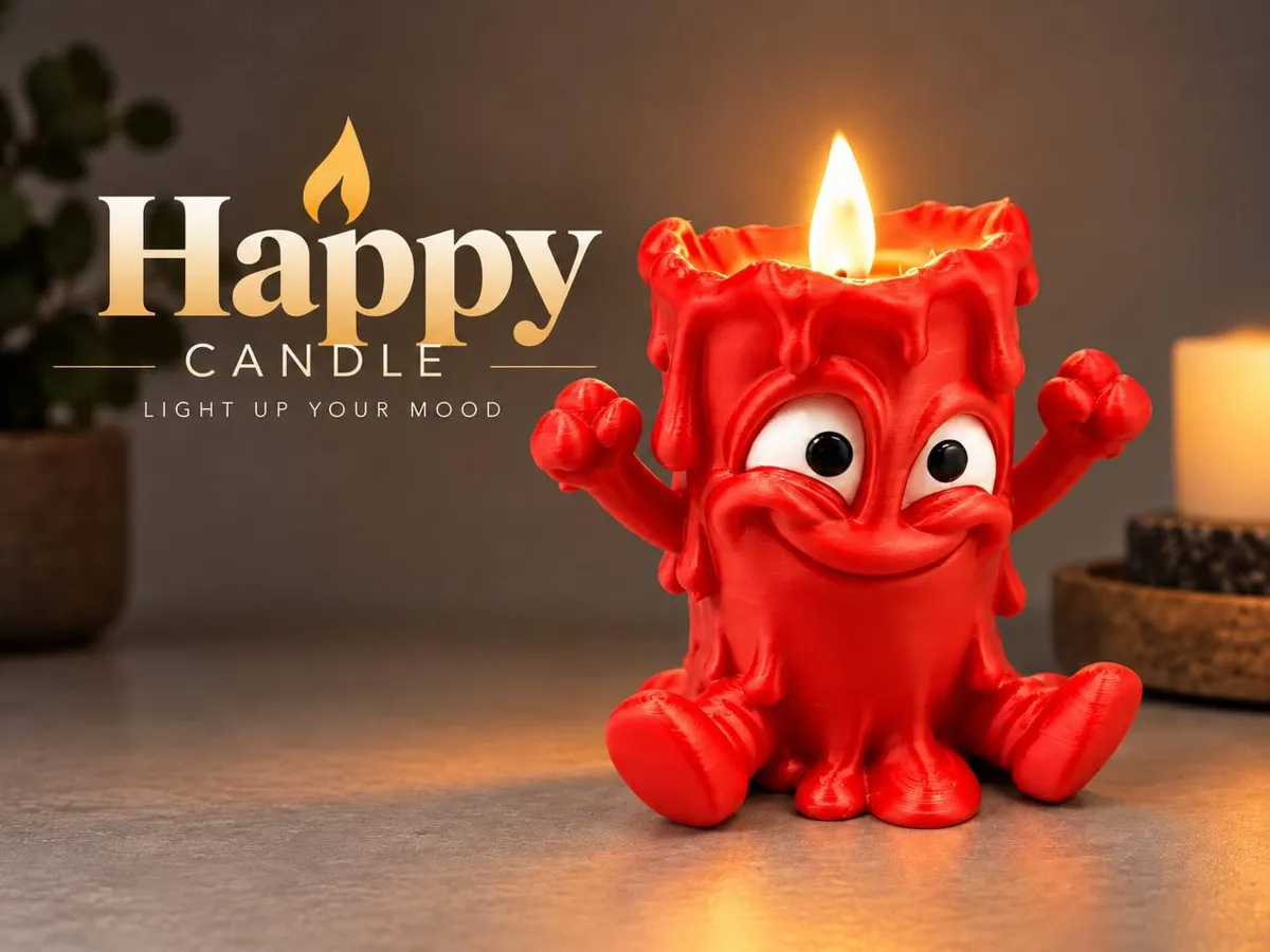 Happy Candle - Free 3D Print Model - MakerWorld