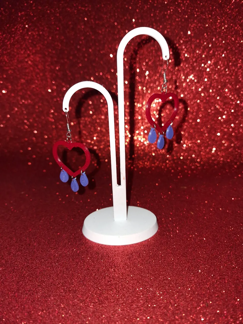 Heart drops earrings view 3