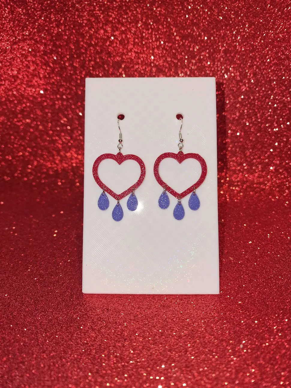 Heart drops earrings view 2