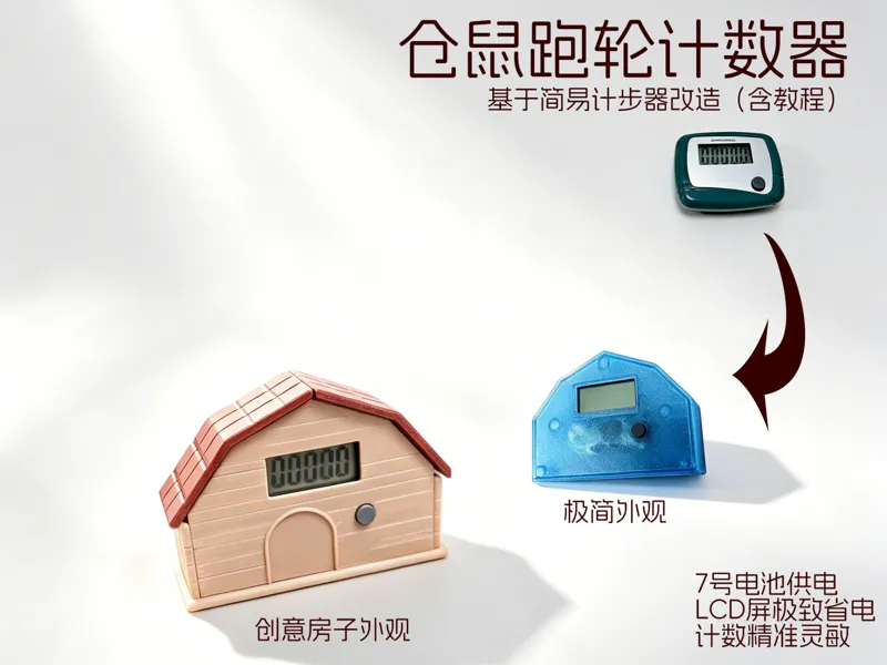 仓鼠跑轮计数器金丝熊跑轮计步器计圈器运动玩具（基于简易计步器改造，成本极低，含教程）