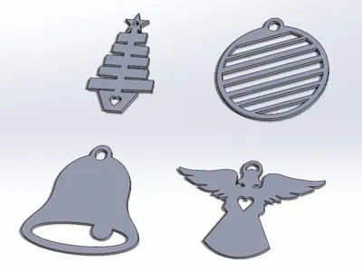 Elegant Christmas Ornament (Bell, Angel, Tree, +1)