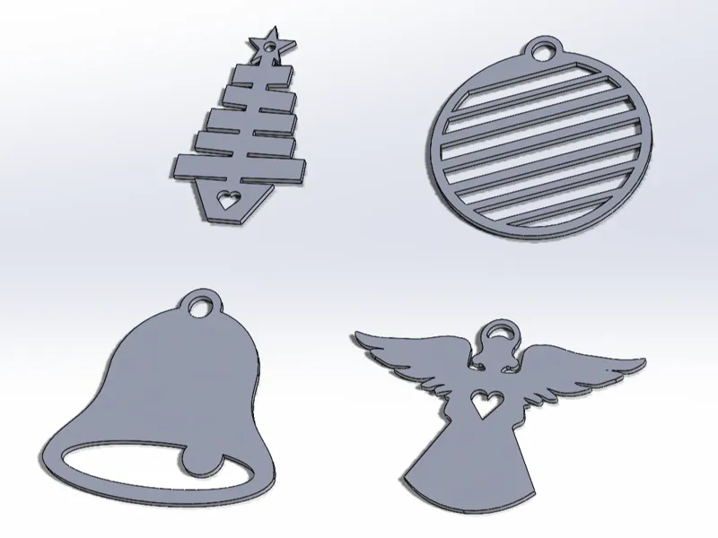 Elegant Christmas Ornament (Bell, Angel, Tree, +1)