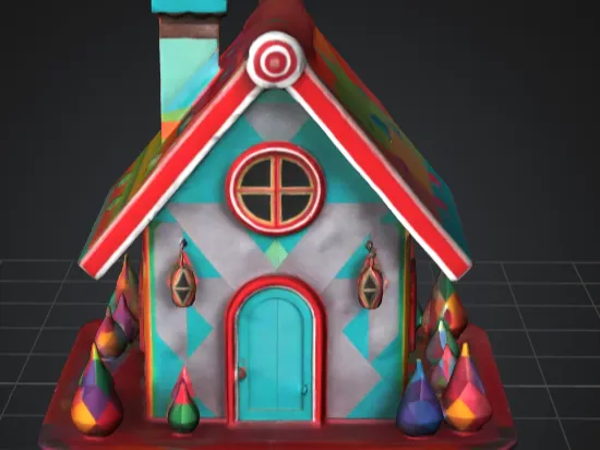 Santa Claus house with bright colors