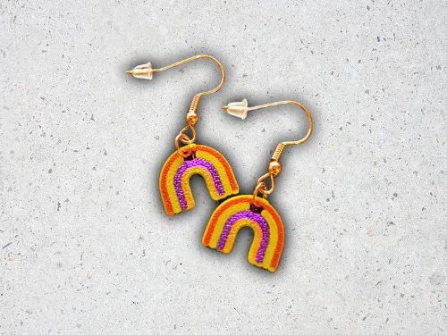 Pendientes de Arcoíris multicolor a doble cara