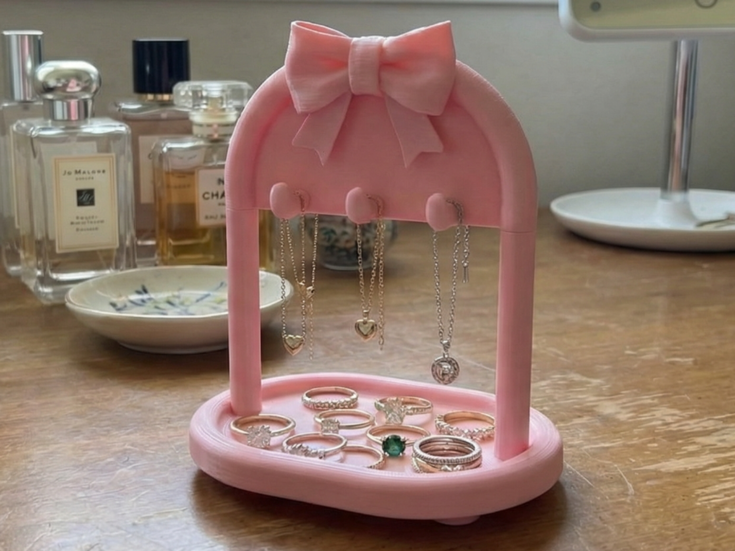 Coquette Bow Jewelry Organizer Necklace Ring Stand