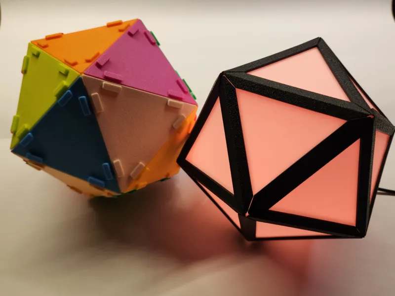 Triangle Lamp/D20 dice - printed flat DIY Assembly