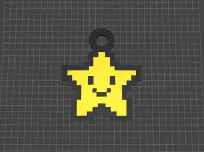 Happy Pixel-Art Star Keychain