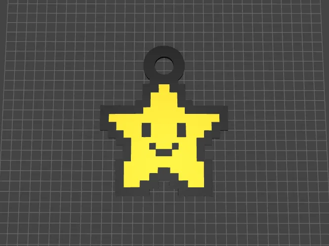 Happy Pixel-Art Star Keychain