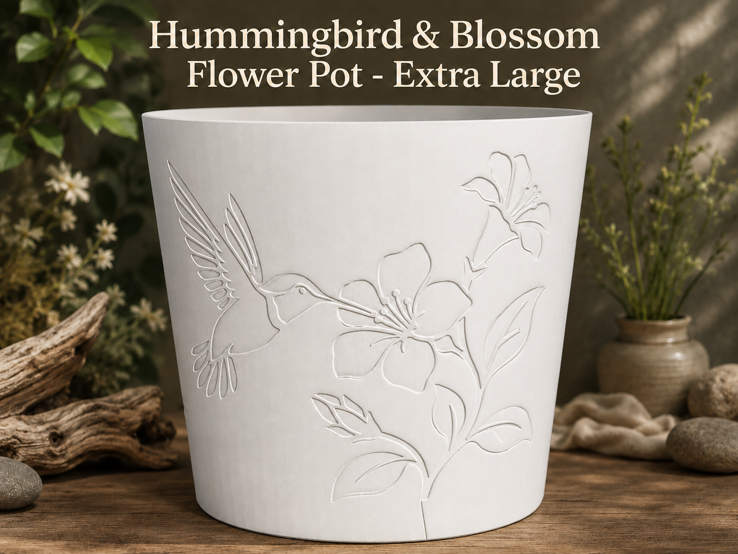 Hummingbird & Blossom - Extra Large Flower Pot