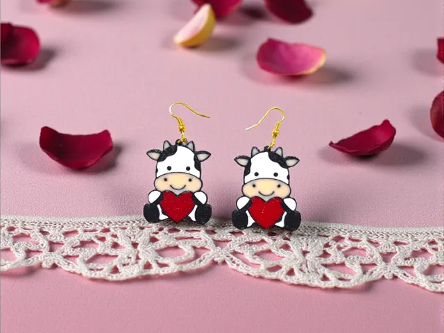 Cow in love earrings