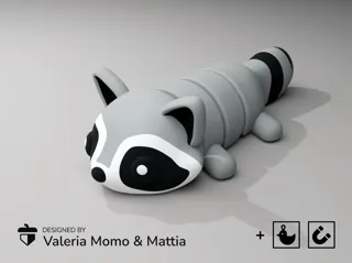 Cute Flexi Pets Raccoon (Keychain & Magnet)