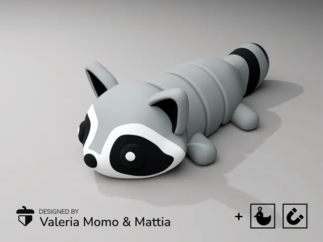 Cute Flexi Pets Raccoon (Keychain & Magnet)