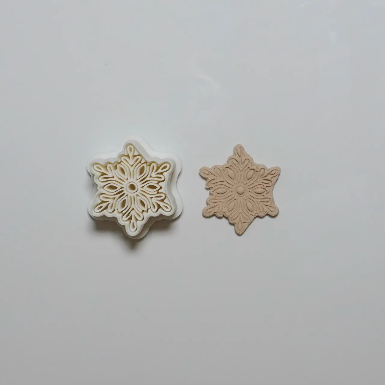 Snowflake Polymer Clay Cutter Earrings Christmas view 3