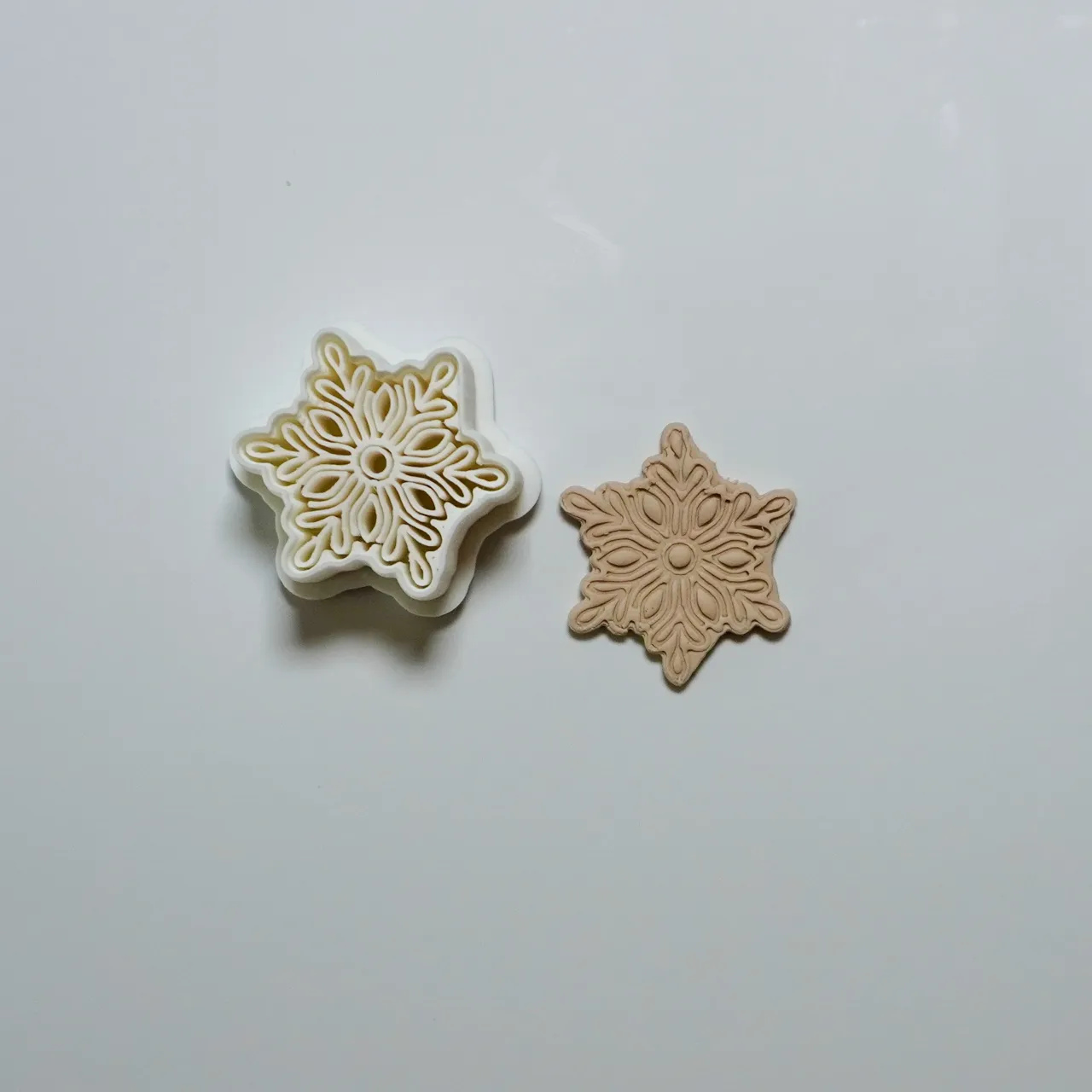 Snowflake Polymer Clay Cutter Earrings Christmas view 2