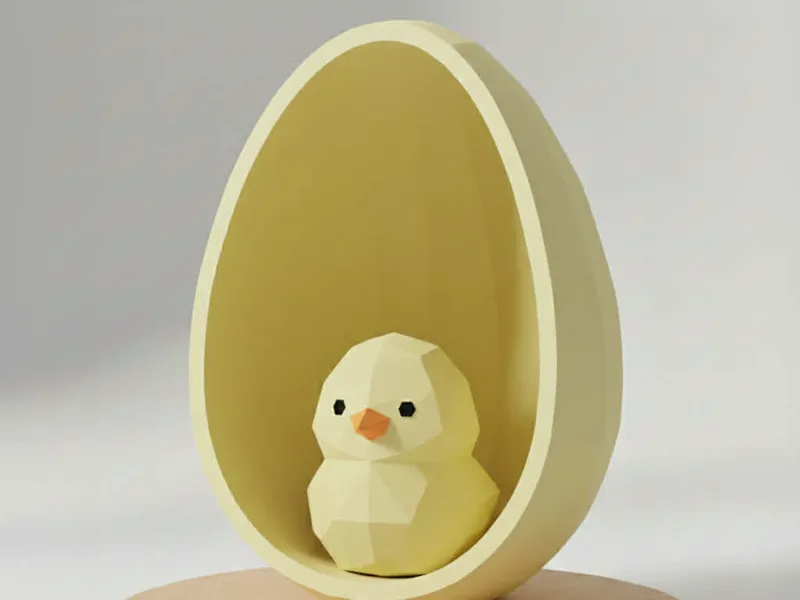 Low-Poly Chick in Egg – Easter Figurine