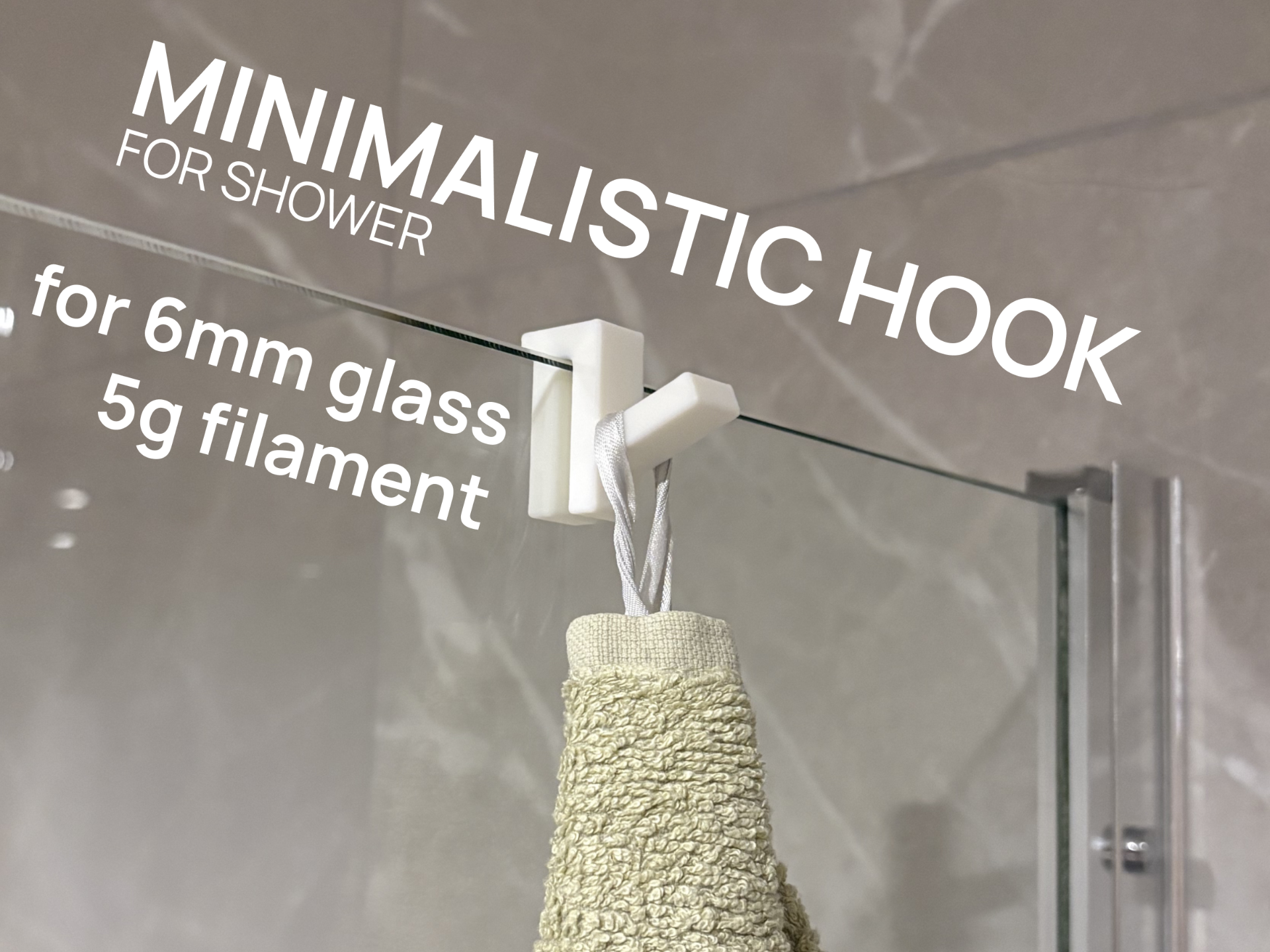 Minimalistic hook for shower glass 6mm