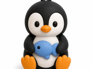 Cute Penguin Keychain - Fish Edition